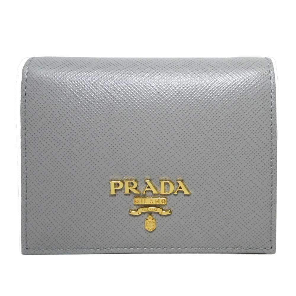 プラダ 二つ折り財布 PRADA ロゴ ウォレット 1MV204-QWA-F0424 SAFFIANO METAL アウトレット レディース
