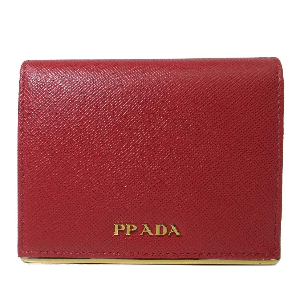 プラダ 二つ折り財布 PRADA ロゴ メタル 1MV204-QME-F068Z SAFFIANO METAL アウトレット レディース