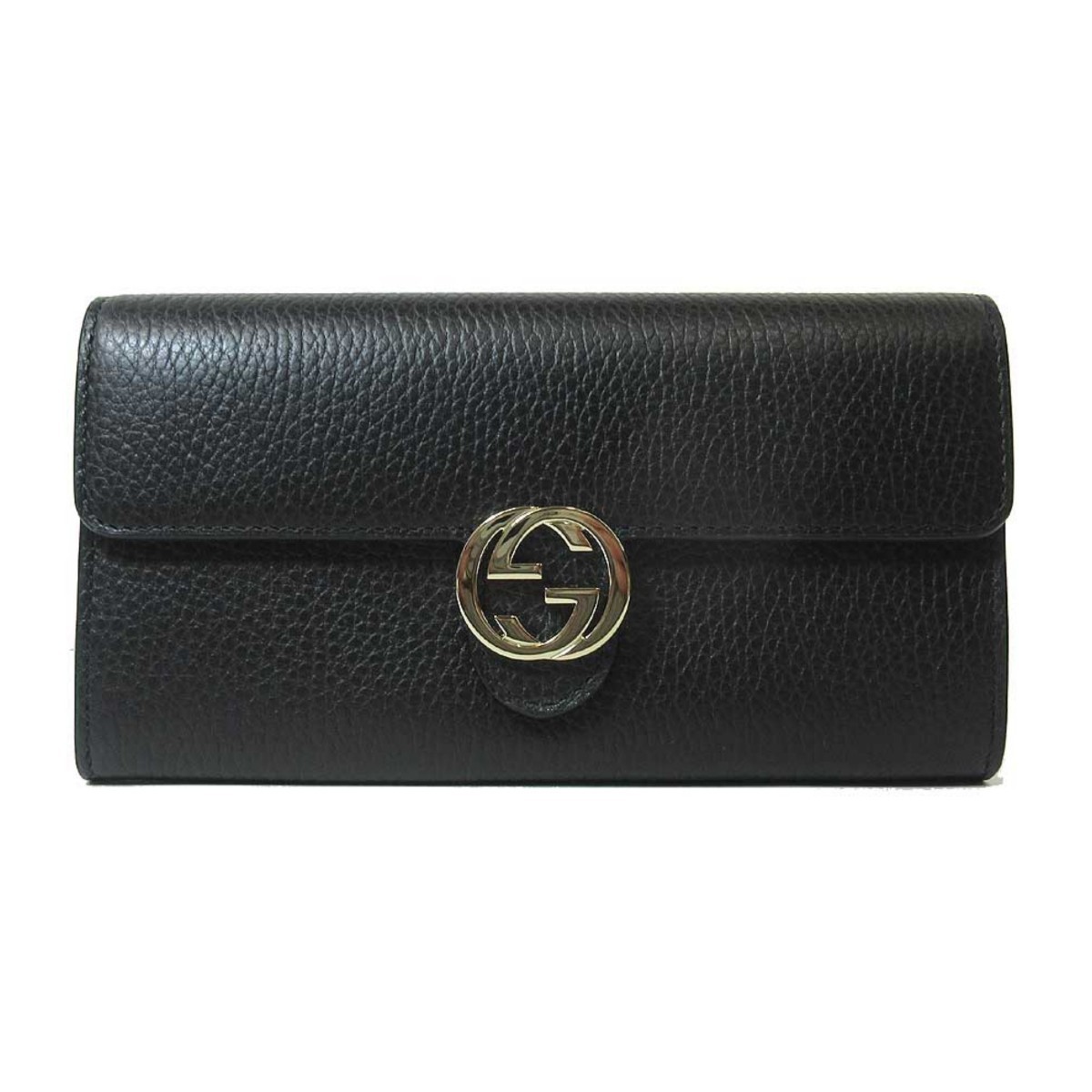 グッチ 長財布 GUCCI レザー インターロッキングG ウォッレット 615524 CAO0G 1000 (ブラック) アウトレットレディース