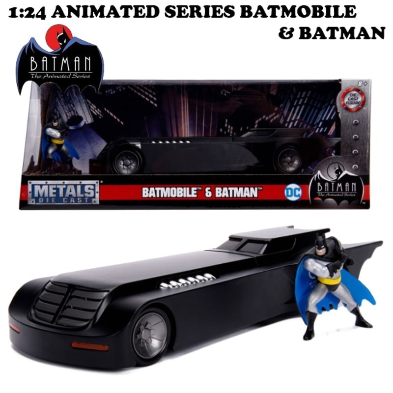 1:24 ANIMATED SERIES BATMOBILE W/BATMAN【バットモービル】【JADA ミニカー】_画像1