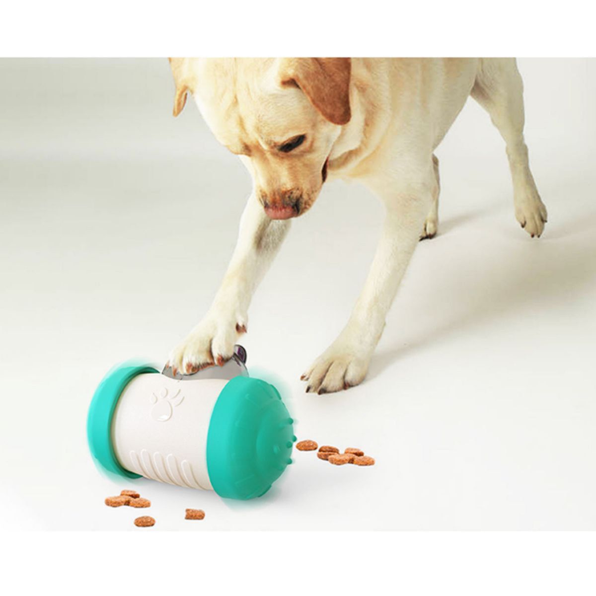 【グリーン】ペット おもちゃ おやつローラー 給餌玩具 知育玩具 早食い防止 運動不足解消 犬 猫 回転
