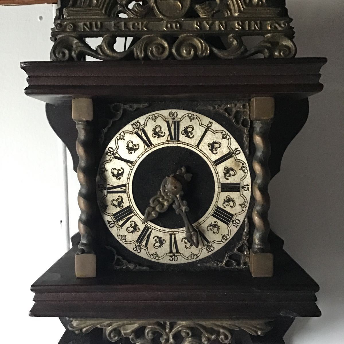ドイツ製　GERMANY 重錘式掛時計　分銅機械式　NU ELCK SYN SIN 壁掛け時計 柱時計 アンティーク_画像4