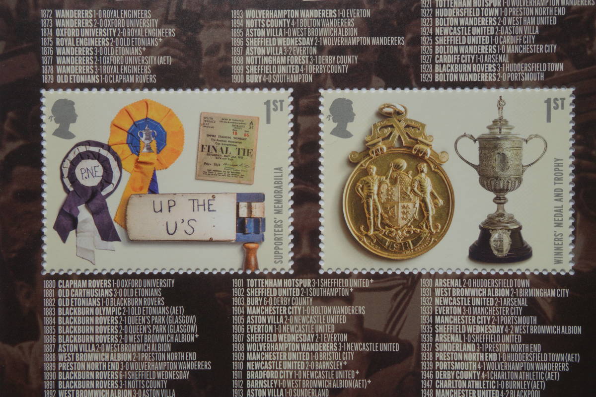 外国切手：イギリス切手 「ＦＡカップ150年」小型シート 未使用_画像2