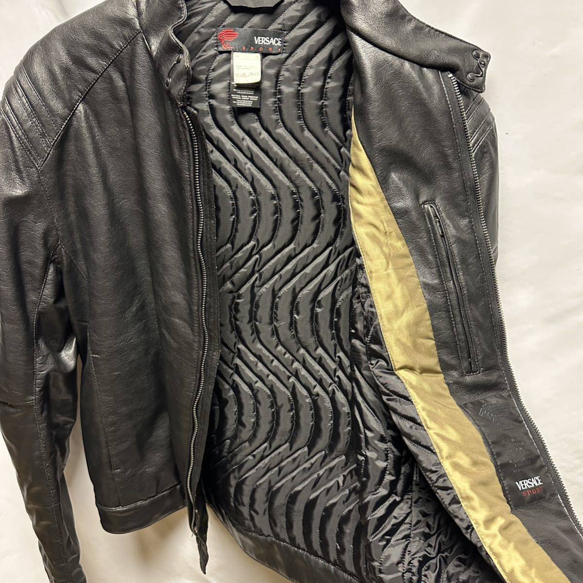 超希少◇90s◇VERSACE SPORT ヴェルサーチ レザージャケット ブルゾン ヴィンテージ ブラック メンズ 52 ユニセックス 超希少◇90s◇VERSACE SPORT ヴェルサーチ レザージャケット ブルゾン ヴィンテージ ブラック メンズ 52 ユニセックス