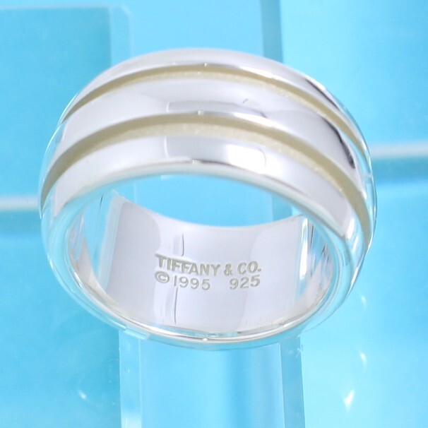 ティファニー　TIFFANY　9号　グルーブド　ダブル　リング　良品　カード付_画像4