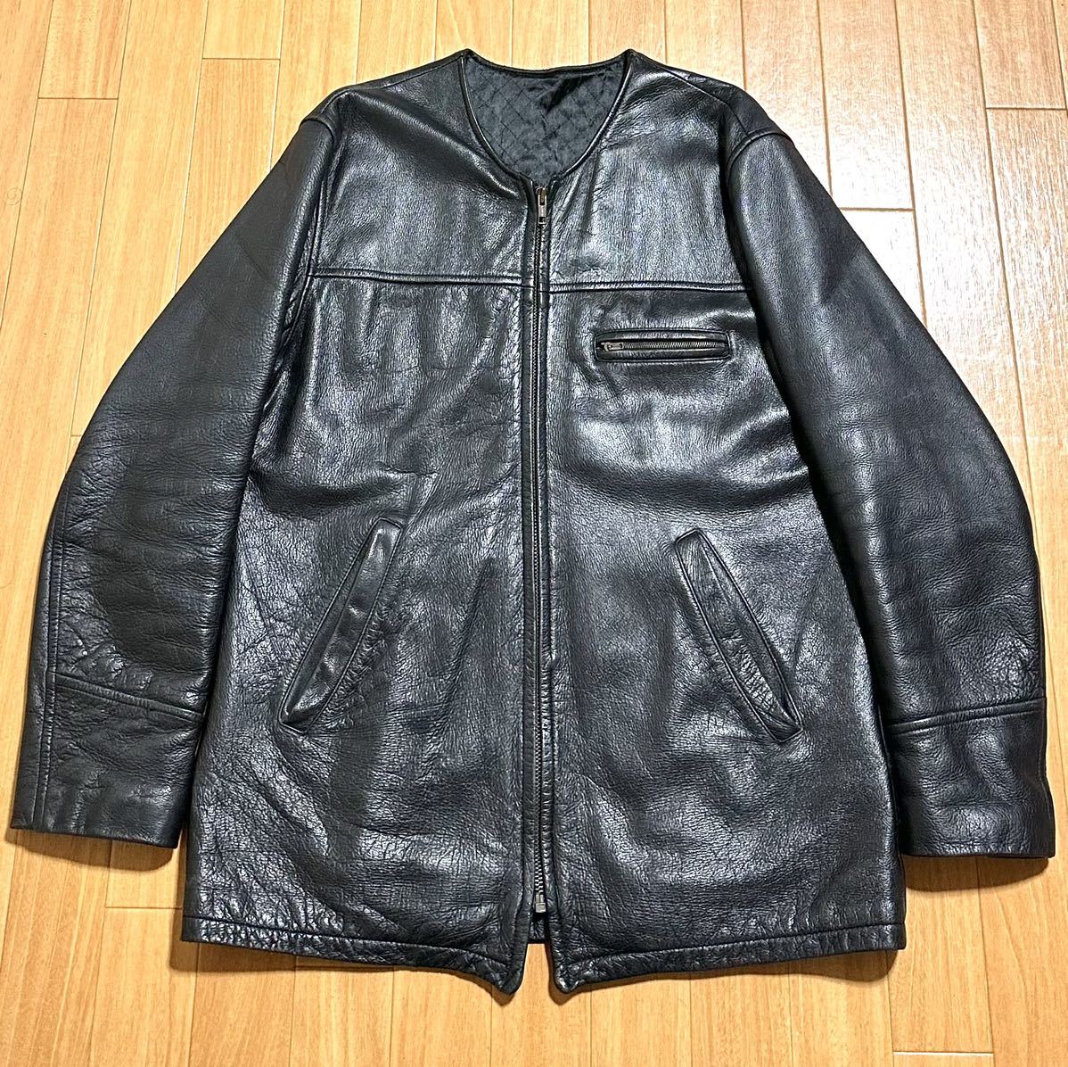 undercover 1996aw Wire期 ノーカラー レザージャケット ジップブルゾン コート アンダーカバー 96aw scab oneoff archive one and only_画像1