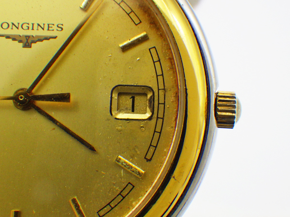 【ジャンク品】 LONGINES ロンジン グランドクラシック メンズ L5.632.3 クオーツ QZ ゴールド文字盤 腕時計_画像6