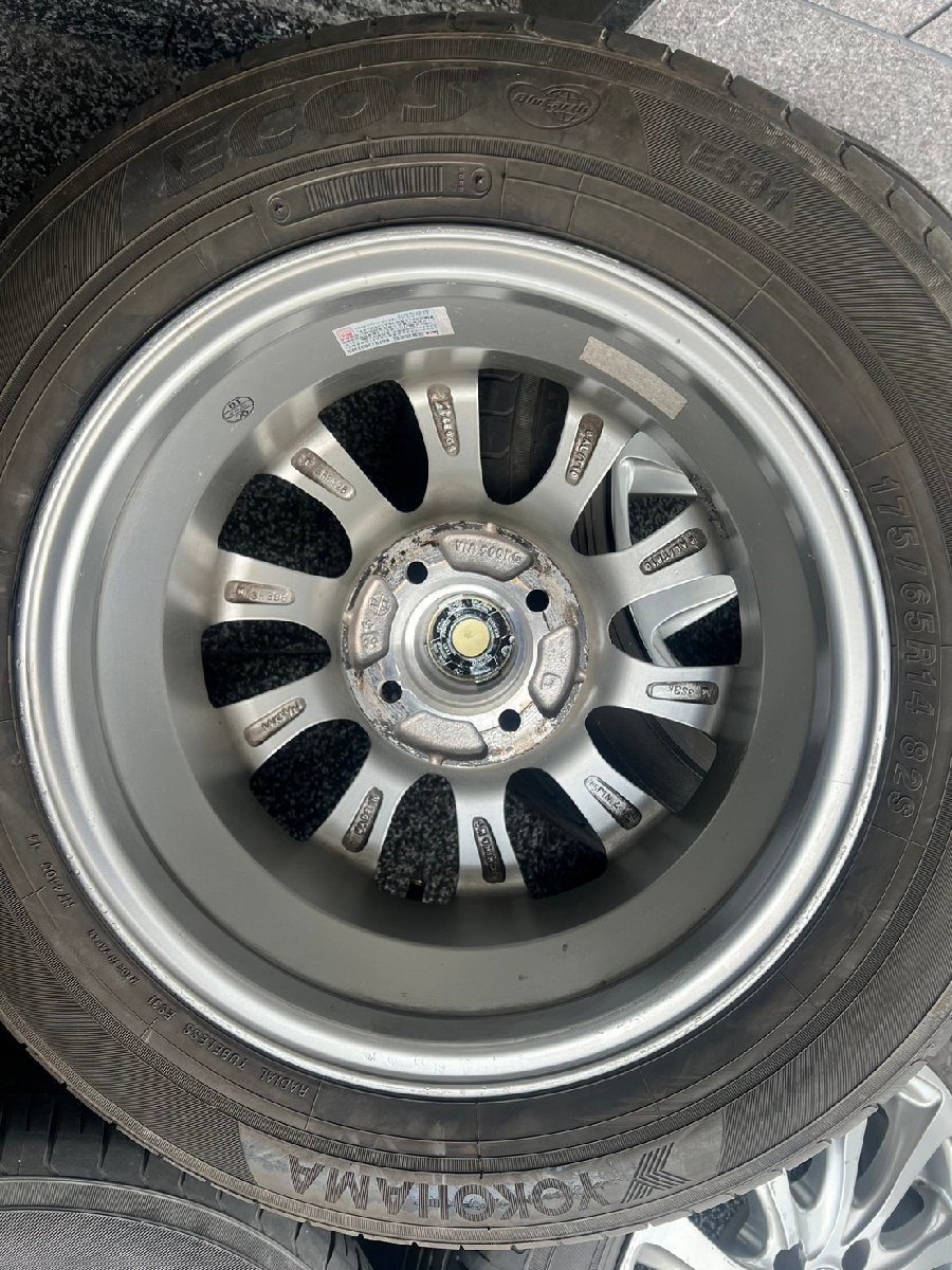 □ BALMINUM 14インチホイール 4-100 5.5J IS39 ヨコハマ ECOS 175/65R14 2019年製 8分山 4本セット 札幌 T-1293 ★_画像7