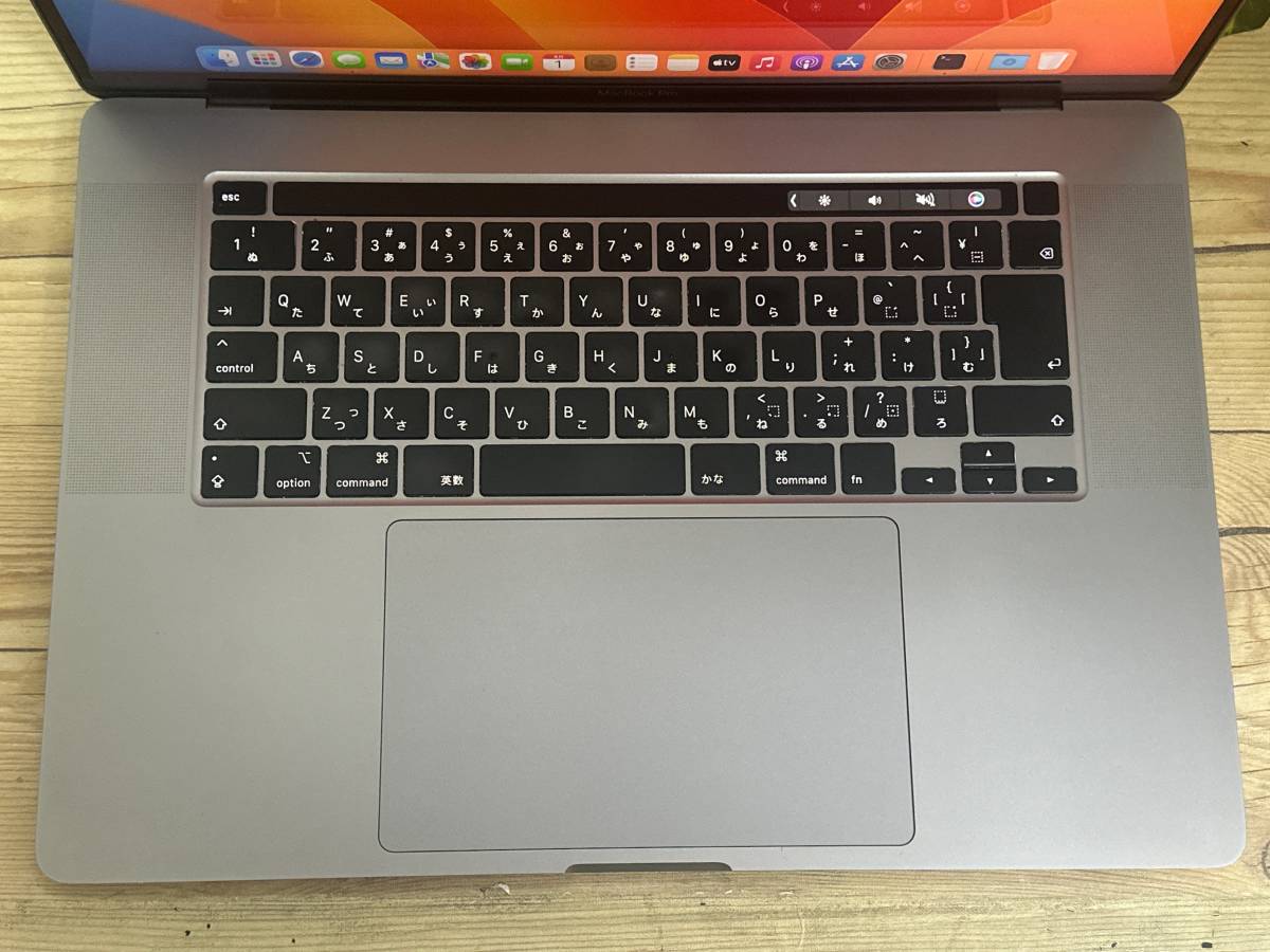 【動作OK♪】MacBook Pro 2019[Core i9 9980HK 2.4GHz/RAM:64GB/SSD:1024GB(1TB)/16インチ/タッチバー]Ventura スペースグレー 動作品_画像2