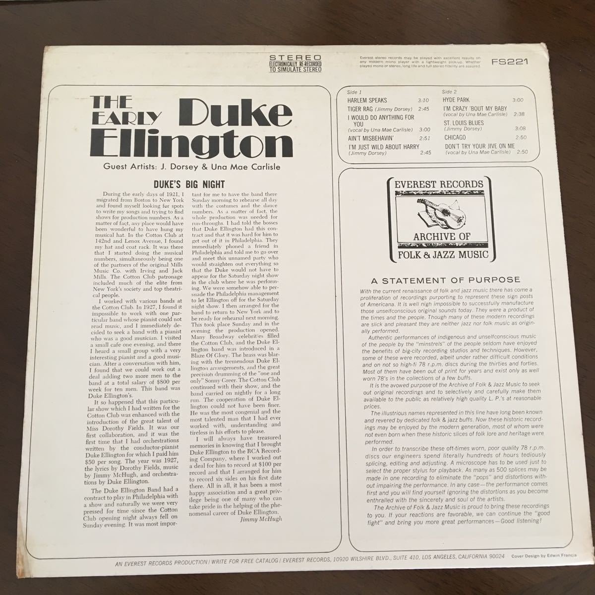 Duke Ellington The Early Duke Ellington LP レコード 送料無料