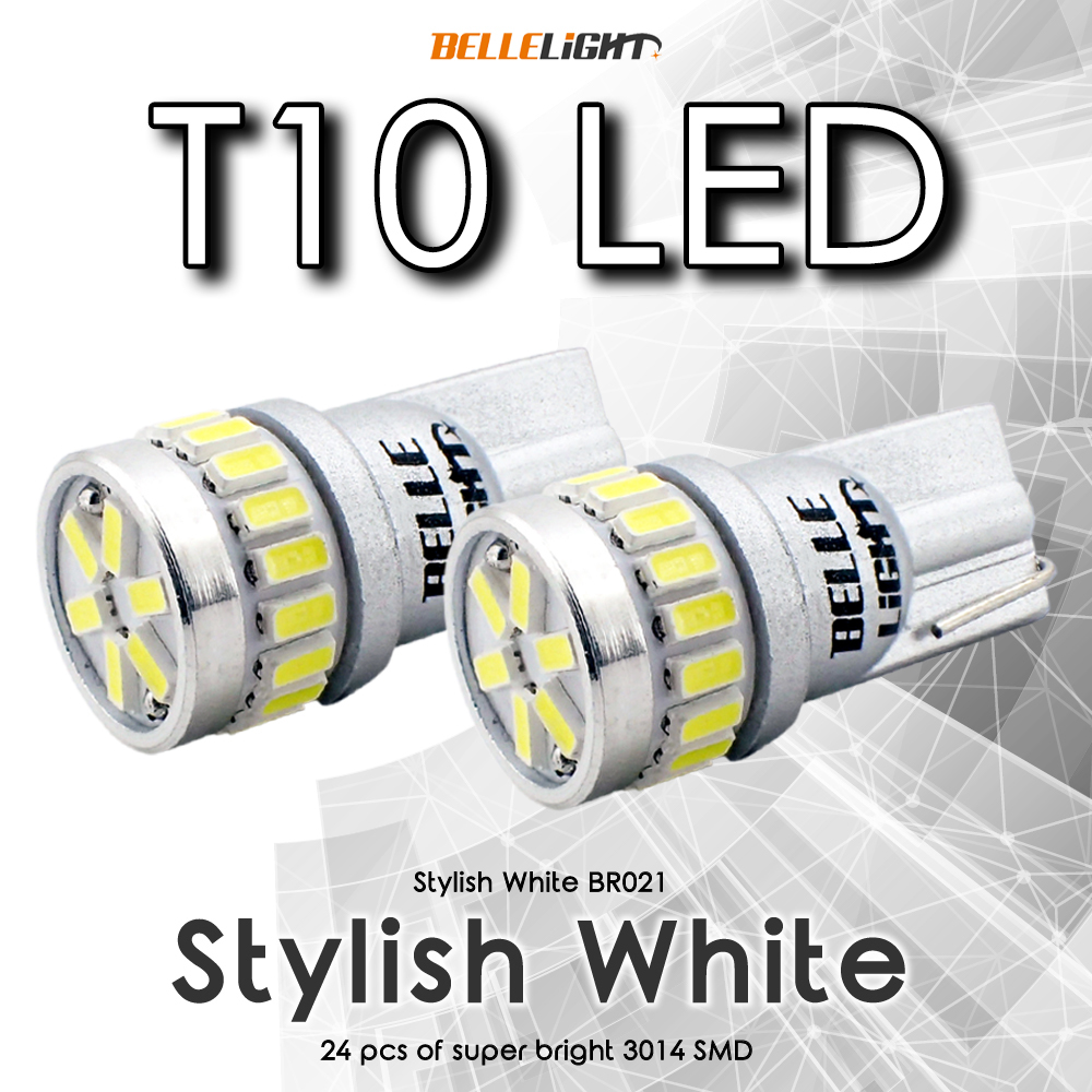 T10 LED 無極性 24SMD ホワイト ポジション球 2個セット 高拡散24連 白 爆光 ナンバー灯 6500K ルームランプ 12V用 ハイブリッドカー BR021_画像1