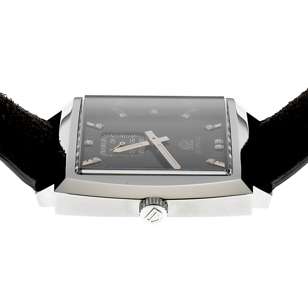 TAG HEUER タグホイヤー WAW131C モナコ キングスマン 12Pダイヤ QZ クォーツ メンズ腕時計 シルバー×ブラウン【A02340】の画像2