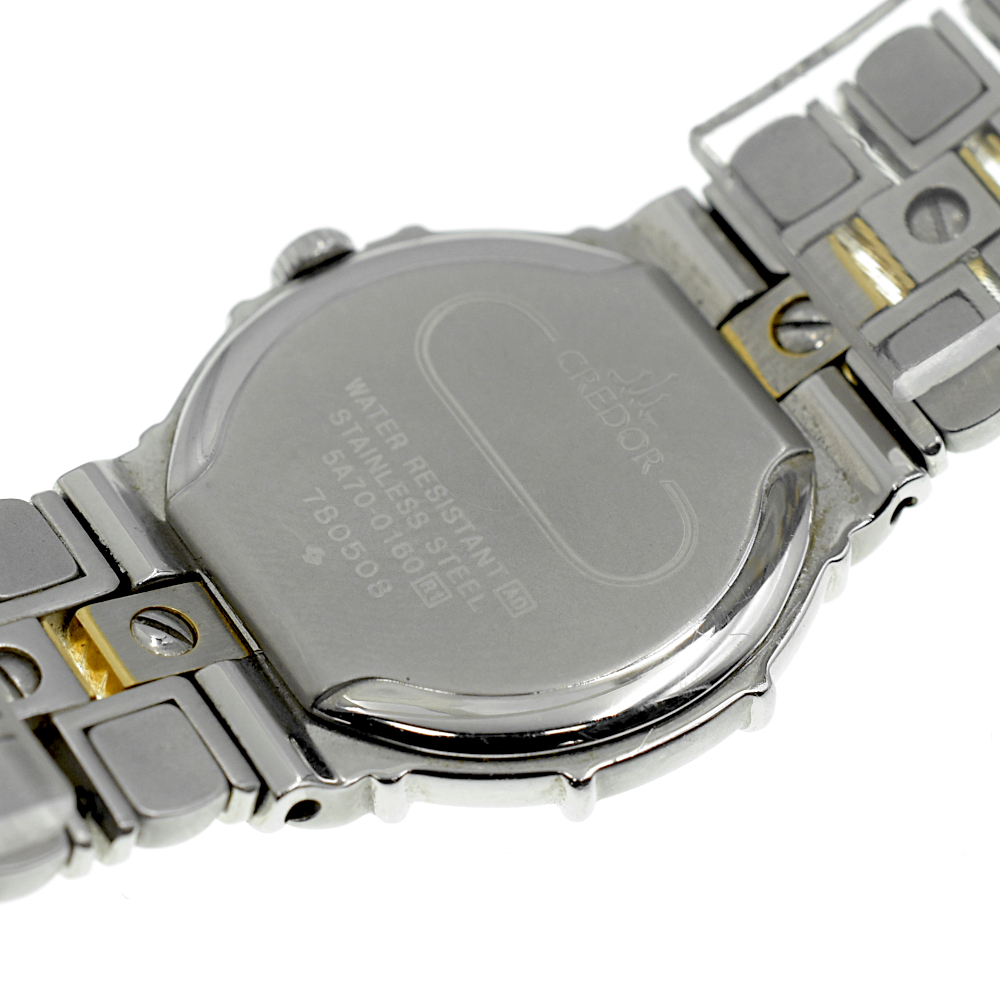 SEIKO セイコー クレドール 5A70-0160 QZ クォーツ レディース腕時計 シルバー×ゴールド【A02433】_画像5