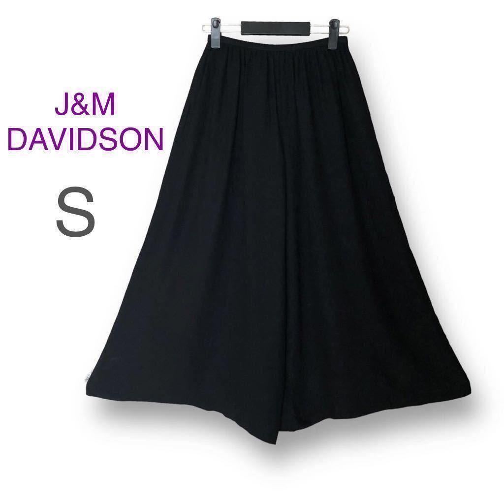 J&M DAVIDSONシルク混 フレア ワイドパンツ Sサイズ8 黒 ブラック ジェイアンドエム デヴィッドソン ギャザー 7号 定価4.5万_画像1