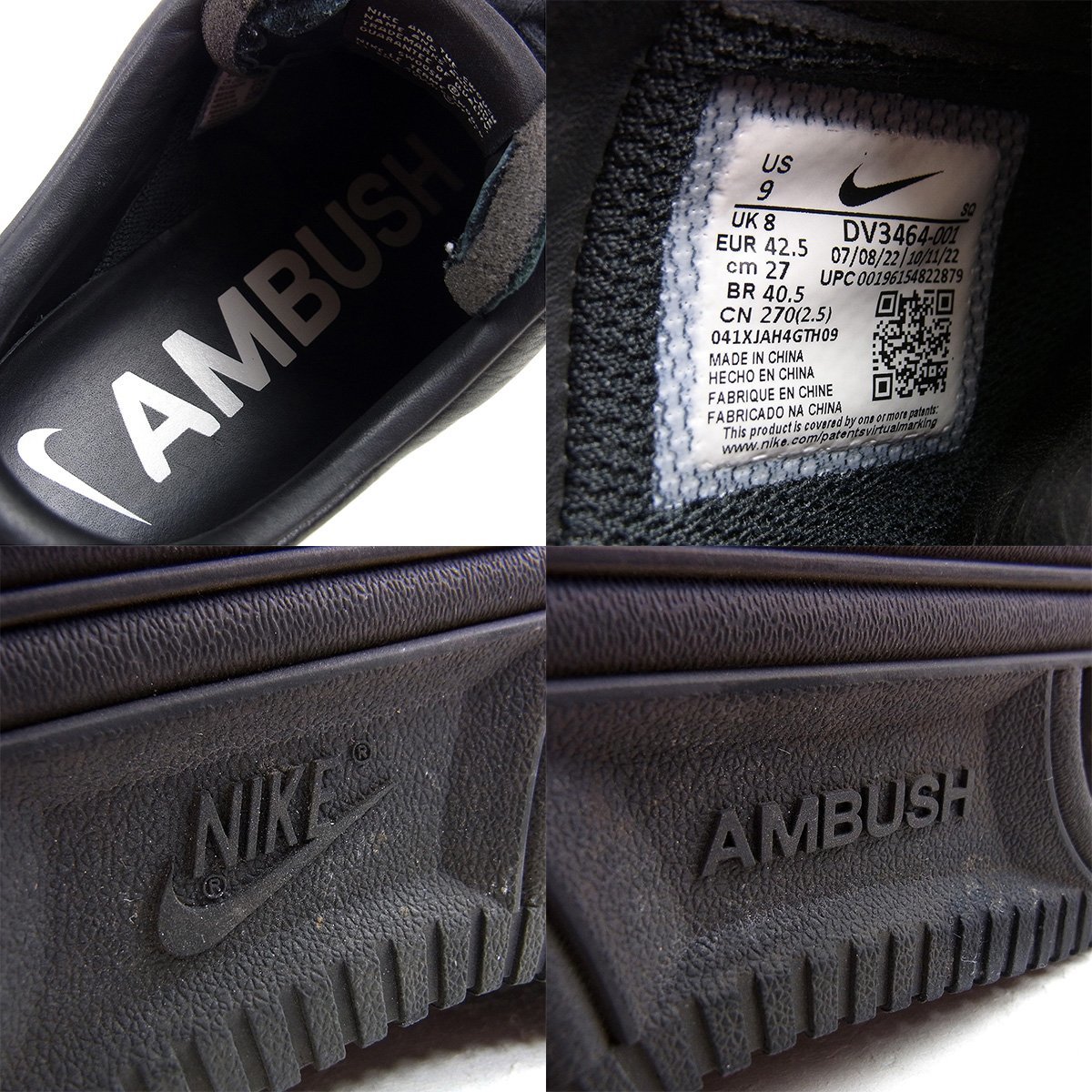 アンブッシュ×ナイキ エアフォース1 ロー Air Force 1 DV3464-001 スニーカー 靴 ブラック 表記サイズ:27.0cm AMBUSH NIKE 〓_画像8