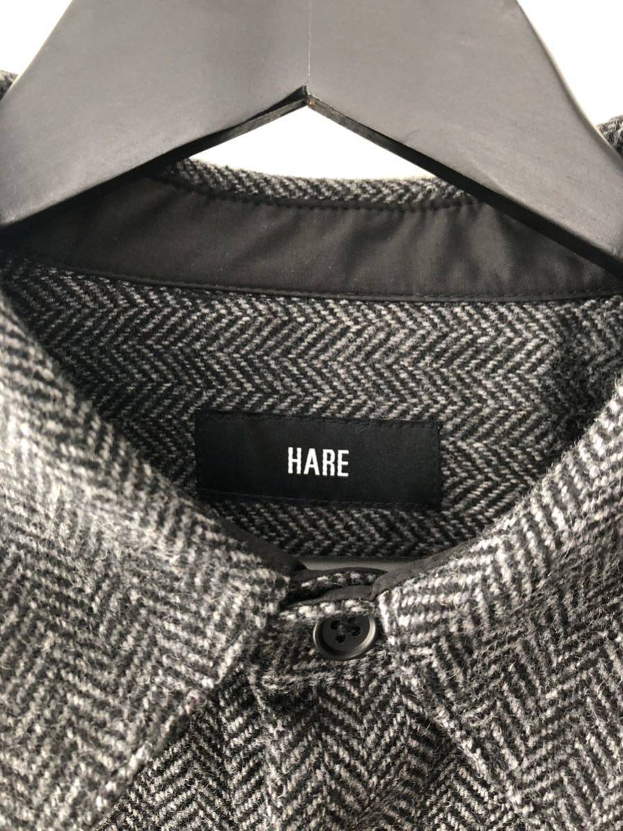 定価12650円 HARE HERRINGBONE shirt ヘリンボーン ツイード シャツ オーバーサイズ_画像4