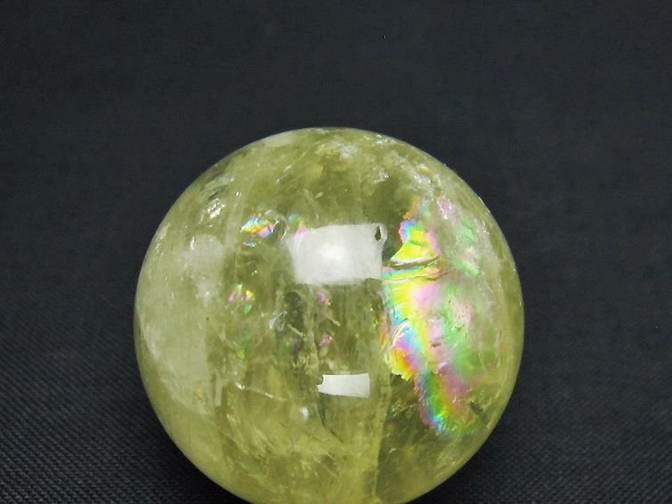 誠安◆天然石最高級品虹入りシトリン水晶丸玉 32mm [T318-5247]_画像2
