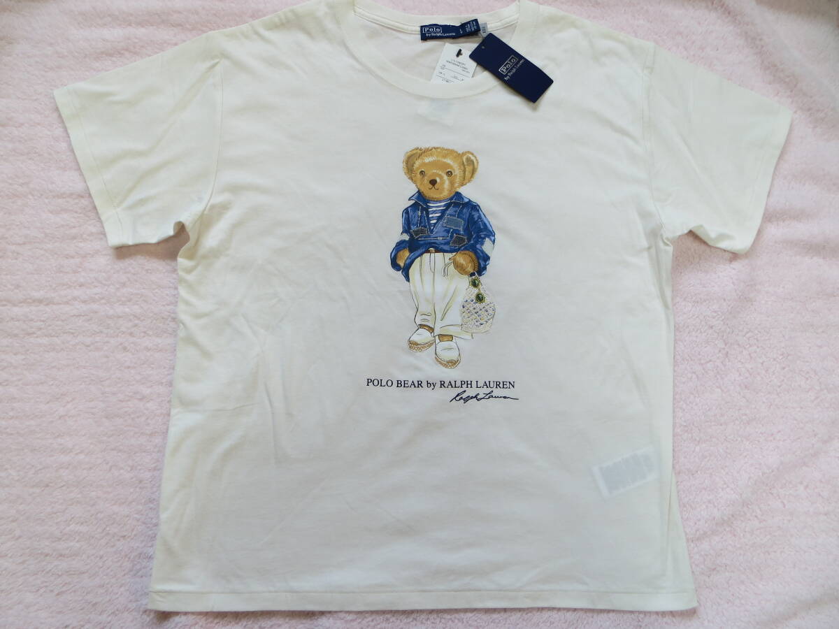 Ｌサイズ POLO RALPH LAUREN / ポロ ラルフ ローレン Polo ベア ジャージー Tシャツ ホワイト レディース アイコニックなPoloベアプリント