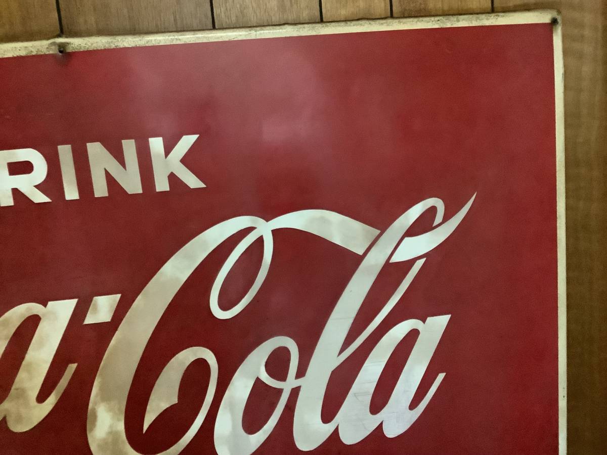 昭和レトロ 超希少 1970年代 コカコーラ 大型看板142x81㎝ コカ・コーラ Coca Cola ビンテージ ヴィンテージ_画像9