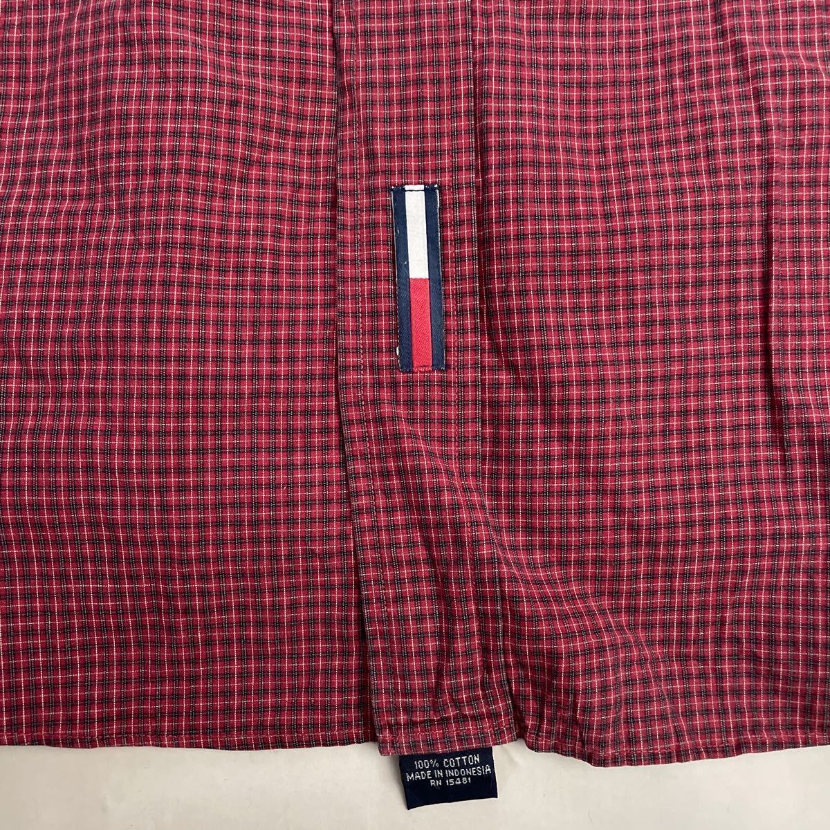 TOMMY HILFIGER 長袖チェックシャツ　古着　161/2 レッド×グレー　ヴィンテージ_画像5