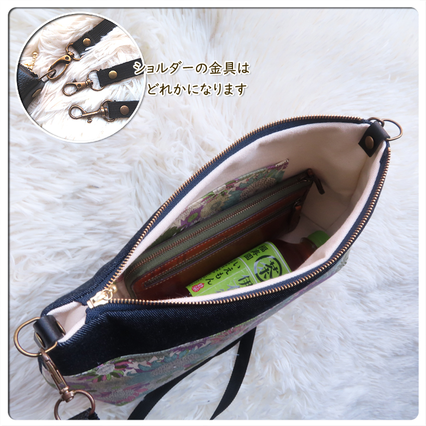 ラスト LIBERTY Small Susanna (スモールスザンナ)パステル系　と ブラックデニム *+ 軽量 ポシェット +* ハンドメイド ショルダー _画像8