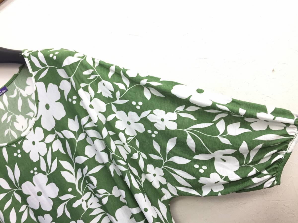 [洋服] トップス「Amulette」4Lサイズ アミュレット チュニック 五分袖くらい 緑×白 花柄 可愛い ゆったり レディース：女性 身長154～162_画像5