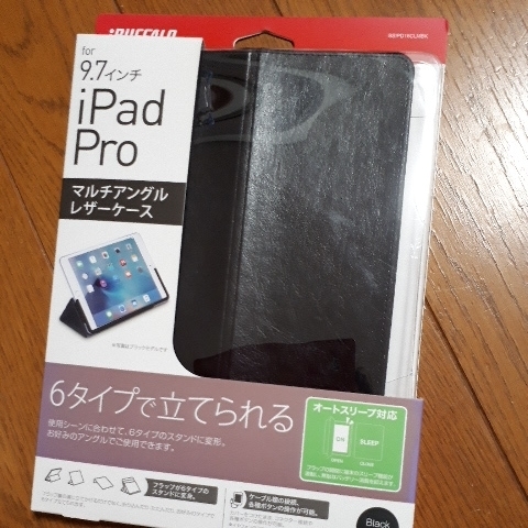 ◆送料無料◆9.7inch iPad Pro★レザーケース★オートスリープ対応★スタンド機能 6タイプでたてられる★マルチアングル 黒　BSIPD16CLMBK_画像1