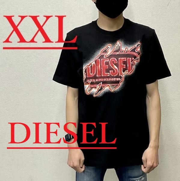 ディーゼル　Tシャツ 27B24　XXLサイズ　ブラック　新品 タグ付　プレゼントにも DIESEL T-JUST-E43 A09754 0AAXJ インパクト グラフィック_フロントのグラフィックがインパクト抜群