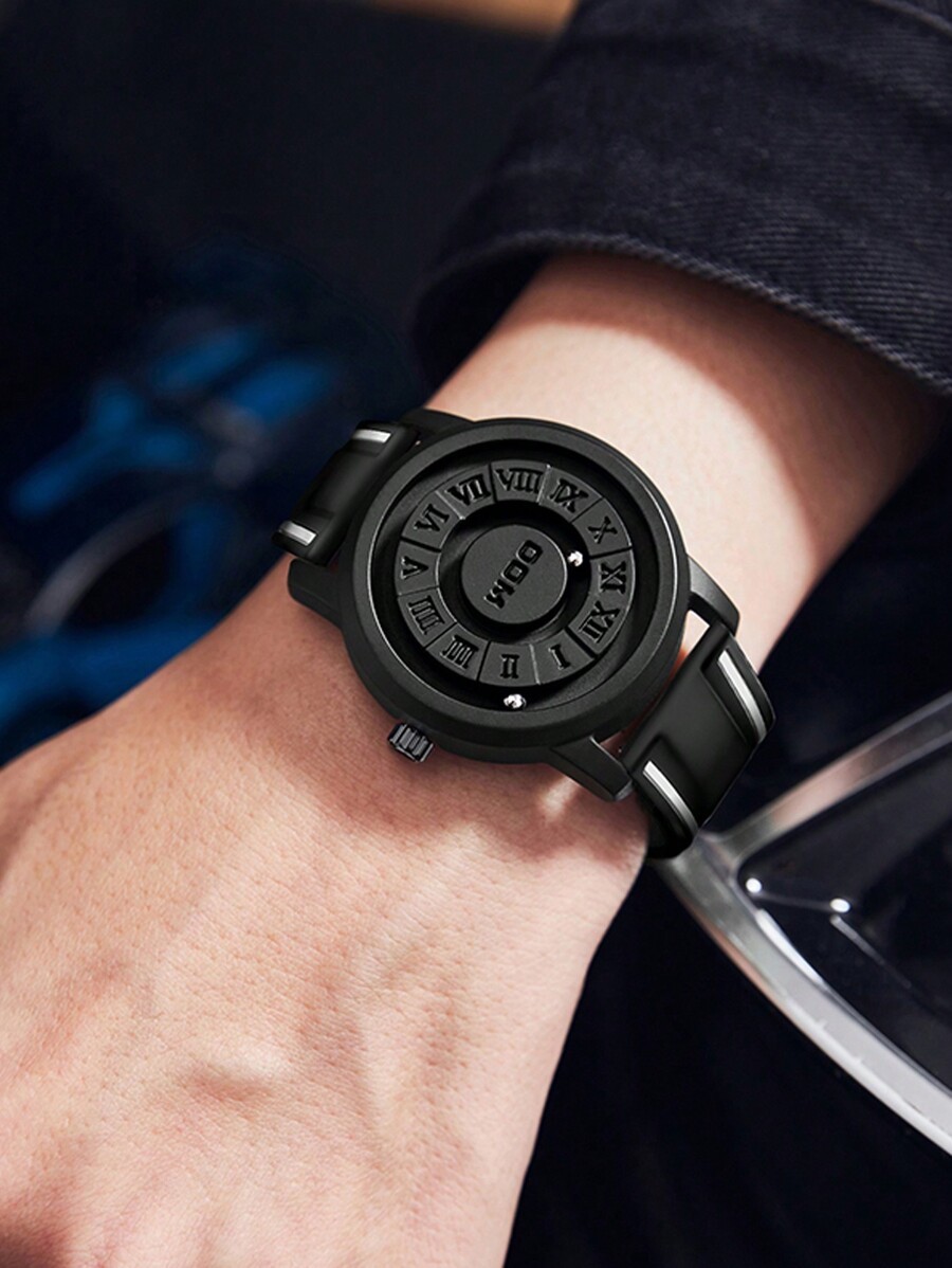 腕時計 メンズ クォーツ ブラックテクノロジー マグネット 機能性 ラバーストラップ メンズ ウォッチ 1本_画像1
