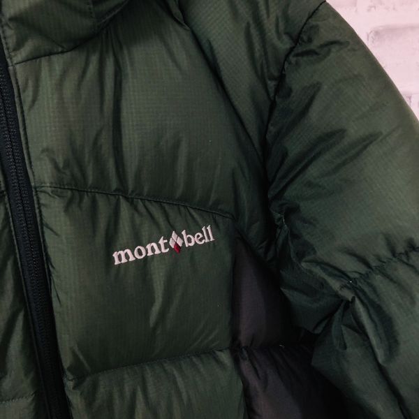 【美品】モンベル　mont-bell　ダウンジャケット　M　グリーン　緑　フード　アウトドア　アウター　ダウンパーカー　メンズ_画像2