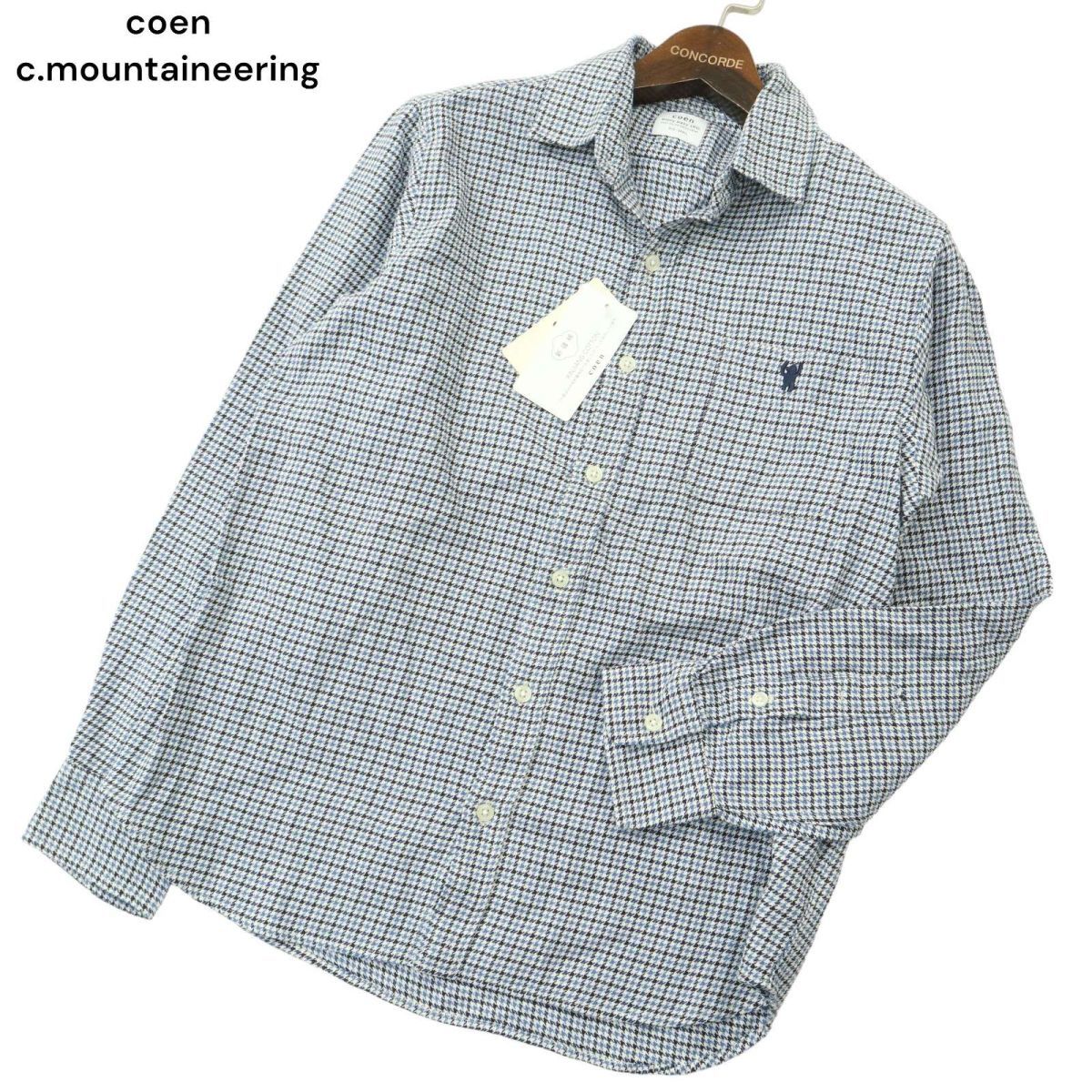 【新品 未使用】 coen コーエン 通年 ハウンドトゥース 長袖 レギュラーカラー シャツ Sz.S　メンズ　A4T01078_2#C_画像1