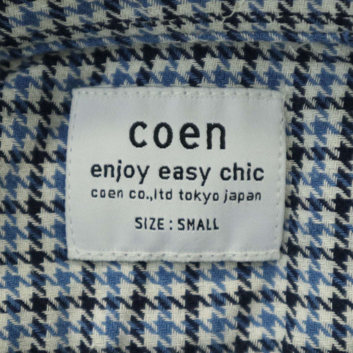 【新品 未使用】 coen コーエン 通年 ハウンドトゥース 長袖 レギュラーカラー シャツ Sz.S　メンズ　A4T01078_2#C_画像8