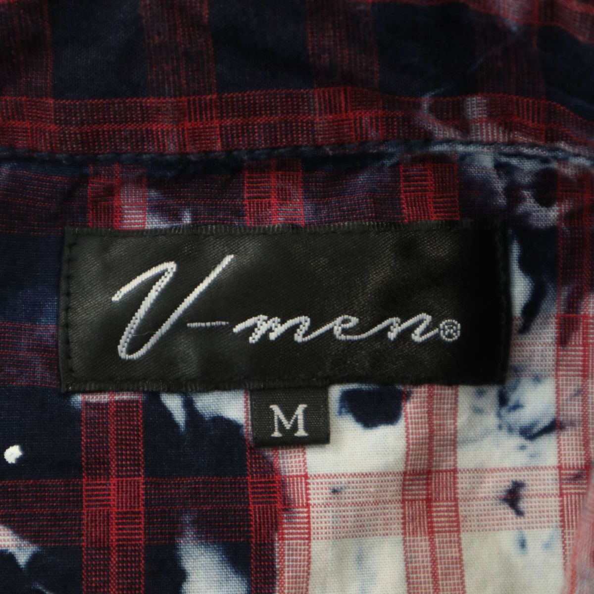 V-men ブイメン 通年 ムラ柄 ブリーチ加工★ 長袖 ウエスタン チェック シャツ Sz.M　メンズ　A4T01273_2#C_画像5