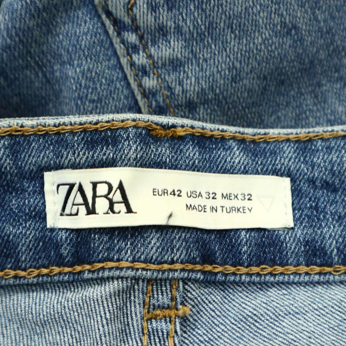 ZARA ザラ マン 現行タグ★ クラッシュ&ペイント&リペア加工 カットオフ スキニー デニム パンツ ジーンズ Sz.32　メンズ　A4B00735_2#R_画像10