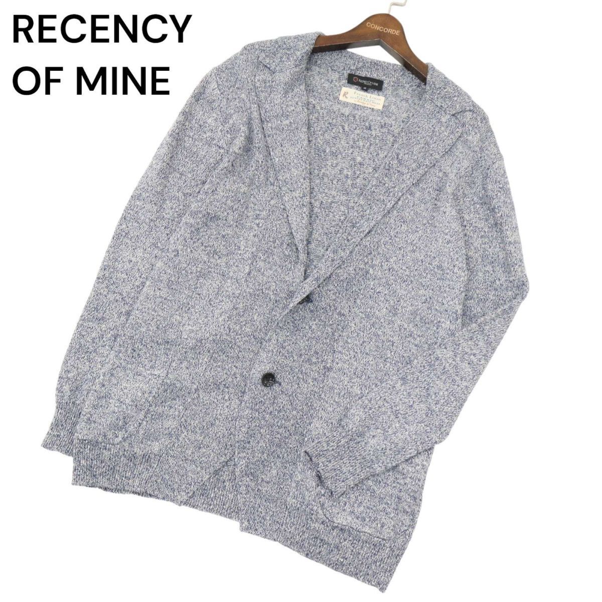 RECENCY OF MINE アバハウス 春夏 麻 フレンチ リネン100%★ ニット ジャケット カーディガン Sz.48　メンズ　A4T01500_2#M_画像1