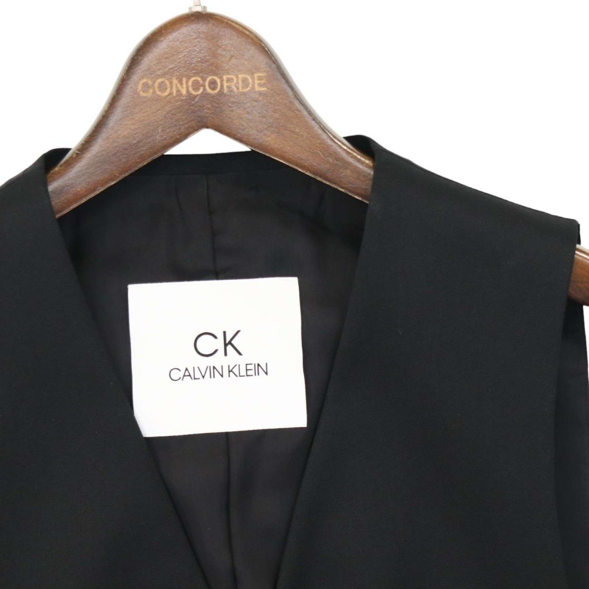 CK Calvin Klein カルバンクライン 通年 切替★ ベスト ジレ Sz.36　メンズ 黒　A4T01852_2#O_画像2