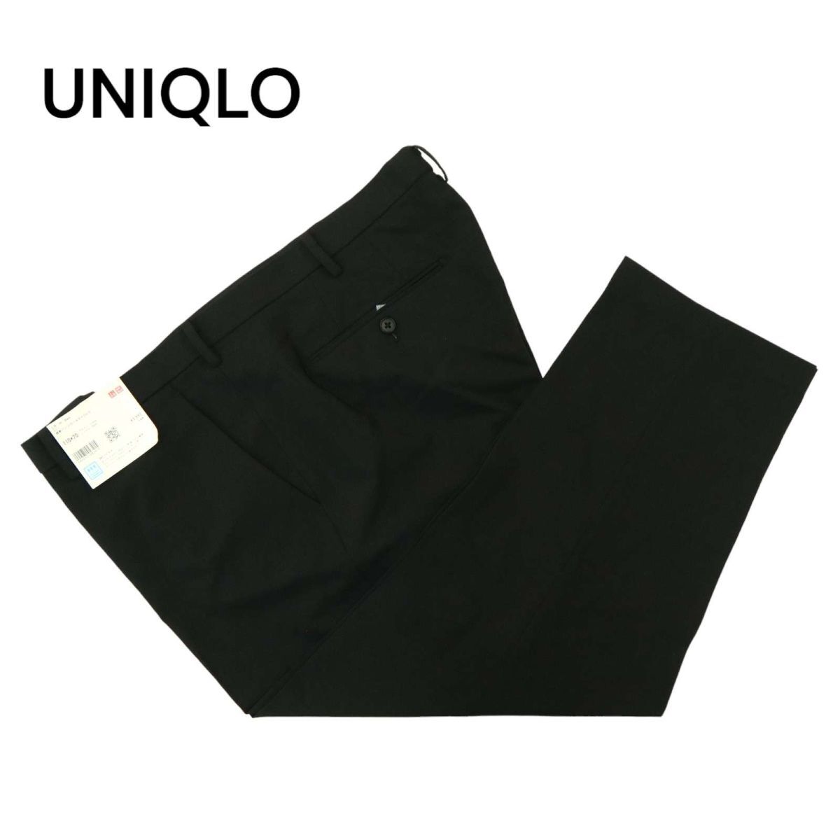 新品 22SS★ UNIQLO ユニクロ 春夏 感動パンツ ウールライク スラックス パンツ Sz.110 メンズ 黒 大きいサイズ 特大 A4B01018_2#Pの画像2