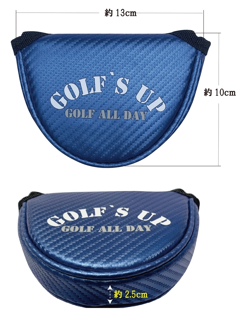 ■3送料無料:BMS【GOLF`S UP】ゴルフズ アップ 【ブルー：Bタイプ】マレット型パター用ヘッドカバー GMPC-003の画像6