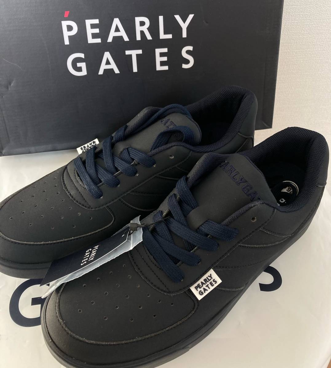 新品 パーリーゲイツ 定番ローカット ゴルフシューズ 26.5cm 紺 レンチ&収納袋付 PEARLY GATES 正規品