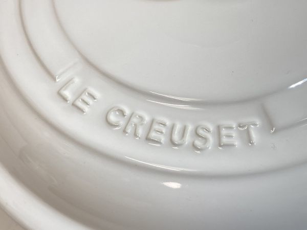 未使用 新品 ル・クルーゼ LE CREUSET 両手鍋 20cm 陶器オーブンウェア ストーンウェア ホワイト 0203_画像2