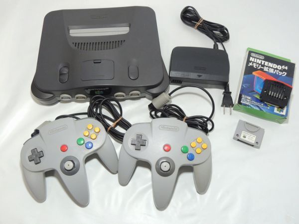 NITENDO64 ニンテンドー64 NUS-001 本体＋専用ACアダプター＋コントローラー2個＋コントローラーパック＋メモリー拡張パック_画像1