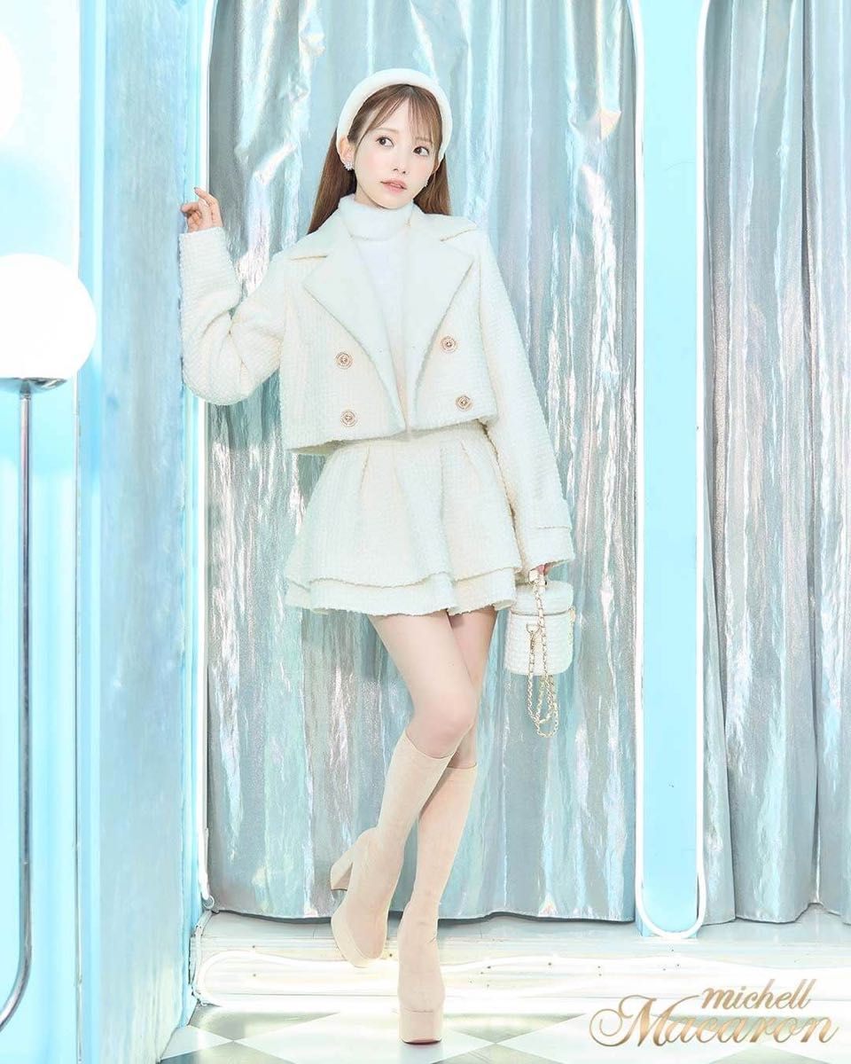 新品未使用 ミシェルマカロン 美脚ホワイトツイードスカート M 新品未使用 ミシェルマカロン 美脚ホワイトツイードスカート M