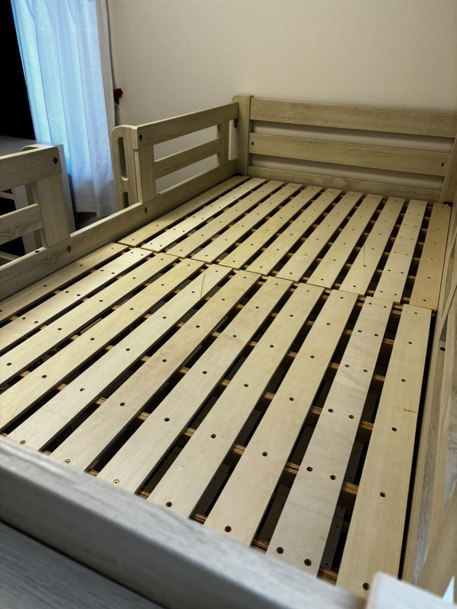 二段ベッド 木製　ホワイト ラック付き　W113 L208（ラック込みで220） H148 説明書付き_画像7
