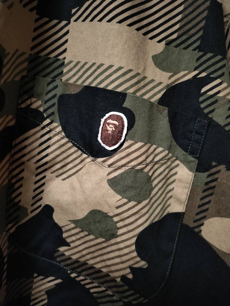 A BATHING APE/アベイシングエイプ/1ST CAMO Checkered SHIRT/ファーストカモ×チェック柄BDシャツ/迷彩/カモフラ/SIZE L_画像4