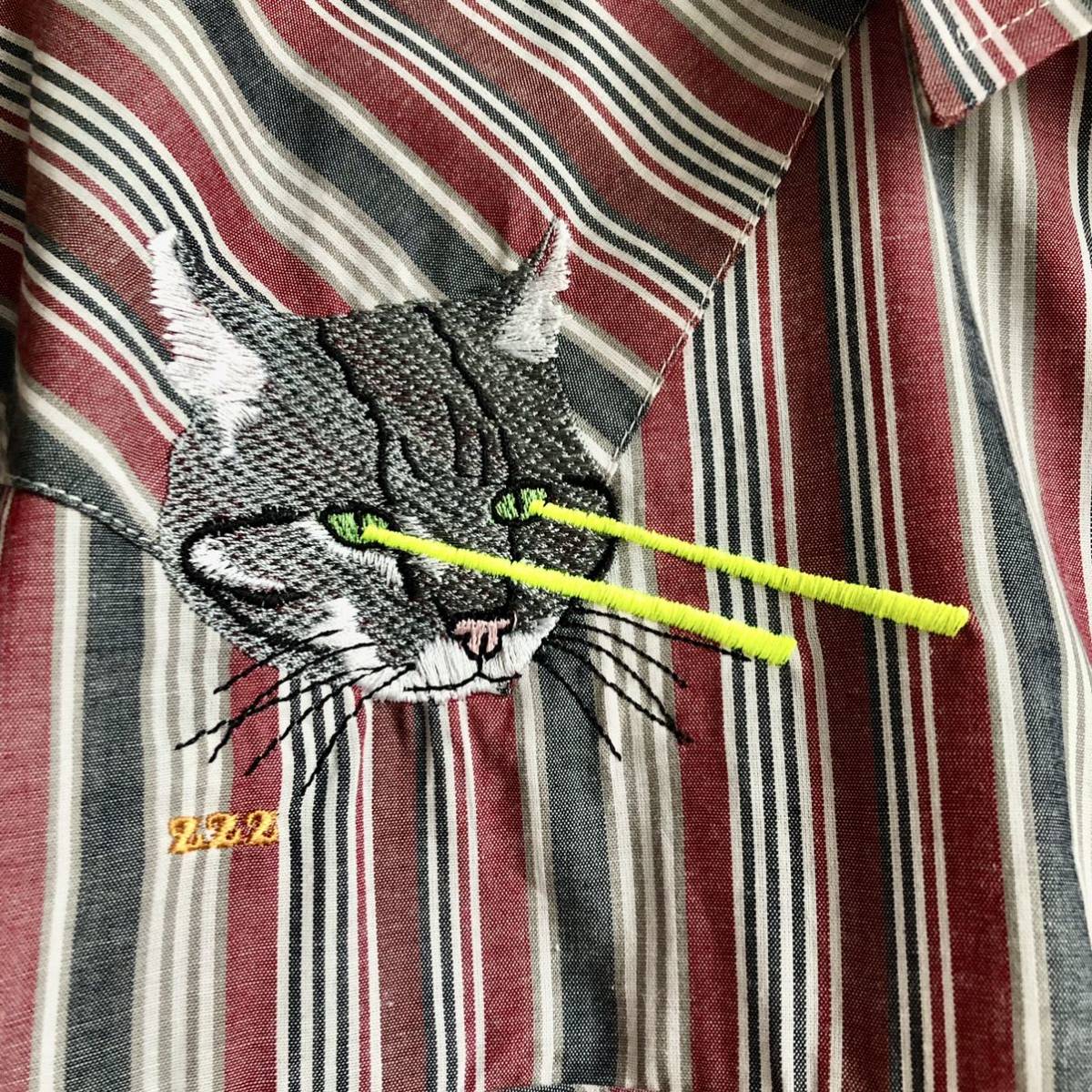 希少★PLAINS プレインズ ウエスタンシャツ ねこ 猫 刺繍 輸入 古着 ヴィンテージ オールド 海外 ヤマネコ ボブキャットの画像4