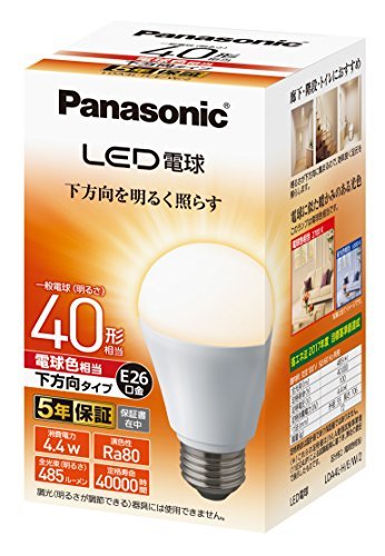 パナソニック LED電球 口金直径26mm 電球40形相当 電球色相当(4.4W) 一般電球 下方向タイプ 1個入り 密_画像1