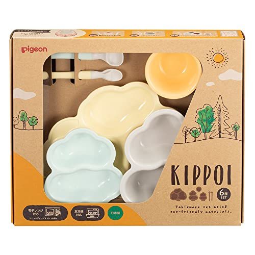 ピジョン KIPPOI キッポイ ベビー食器 セット クリームイエロー&ミントグリーン_画像1