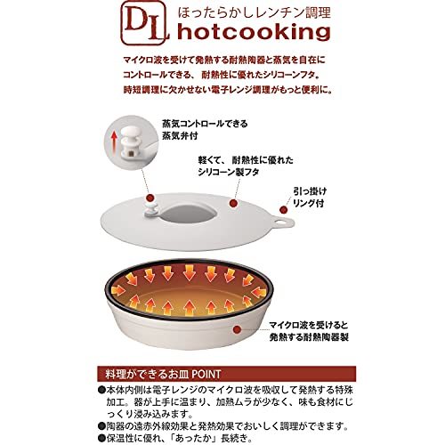 イシガキ 電子レンジ 調理皿 ホワイト 蓋をした場合:幅22.9×奥行20.8×高さ6cm 陶器のみ:直径20×高さ4._画像4