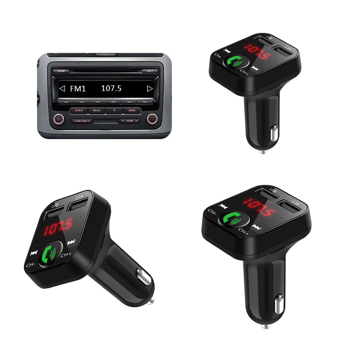 FMトランスミッター Bluetooth 充電器　充電　二台同時充電　音楽再生　ハンズフリー　スマホ シガーソケット　SDカード　 USB 　車載_画像3