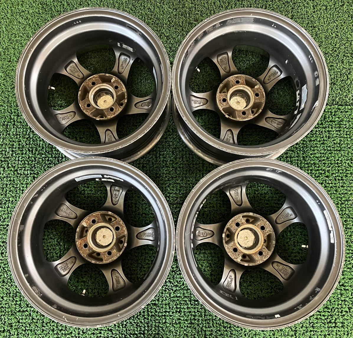 ★GAT TOSCANA トスカーナ JAPAN MELBER 深リム 15インチ 15×7J +35 PCD100 4H 4本Set アルミホイール 中古 ★ガリ傷/腐食有 ★送料無料_画像2